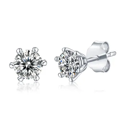 Sterling Silver with 0.50ctw Lab Created Moissanite Round Solitaire Stud Earrings