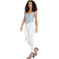Curvy Fit Tribal Embroidery White Skinny Ankle Jeans