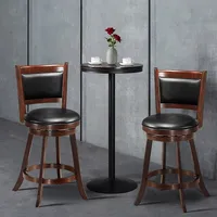 Costway Set Of 2 24" Swivel Counter Stool Wooden Dining Chair Upholstered Seat Espresso