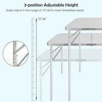 2pcs Folding Tables 8ft Height Adjustable Aluminum Picnic Table W/ Carrying Handle