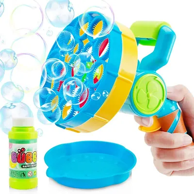 Fast Blowing Bubble Machine Blower With 2 Bubble Wand Attachments For Children Kids Ages 3+