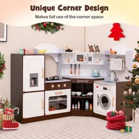 Corner Play Kitchen With Ice Maker Microwave Oven For Kids 3+ Years Old Wooden Toy