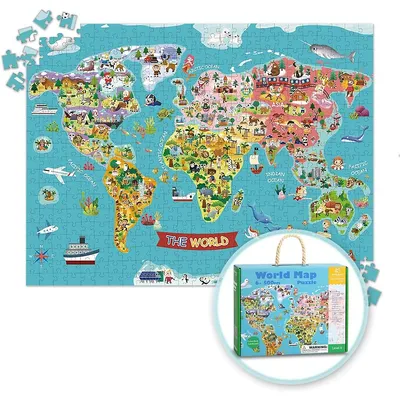 World Map Jigsaw Puzzle - 500 Pieces Floor Puzzle - Kids Toys And Gift Ideas For 6 Year Old +