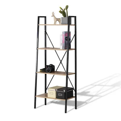 4-tier Wooden Ladder Shelf Bookshelf Bookcase Display Storage Rack