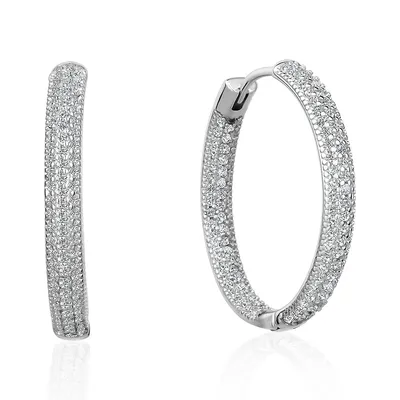 3a Cubic Zirconia In And Out Hoop Earrings