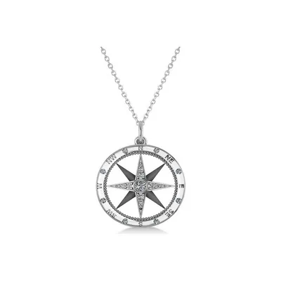 Compass Necklace Pendant Diamond Accented 14k Gold (0.19ct