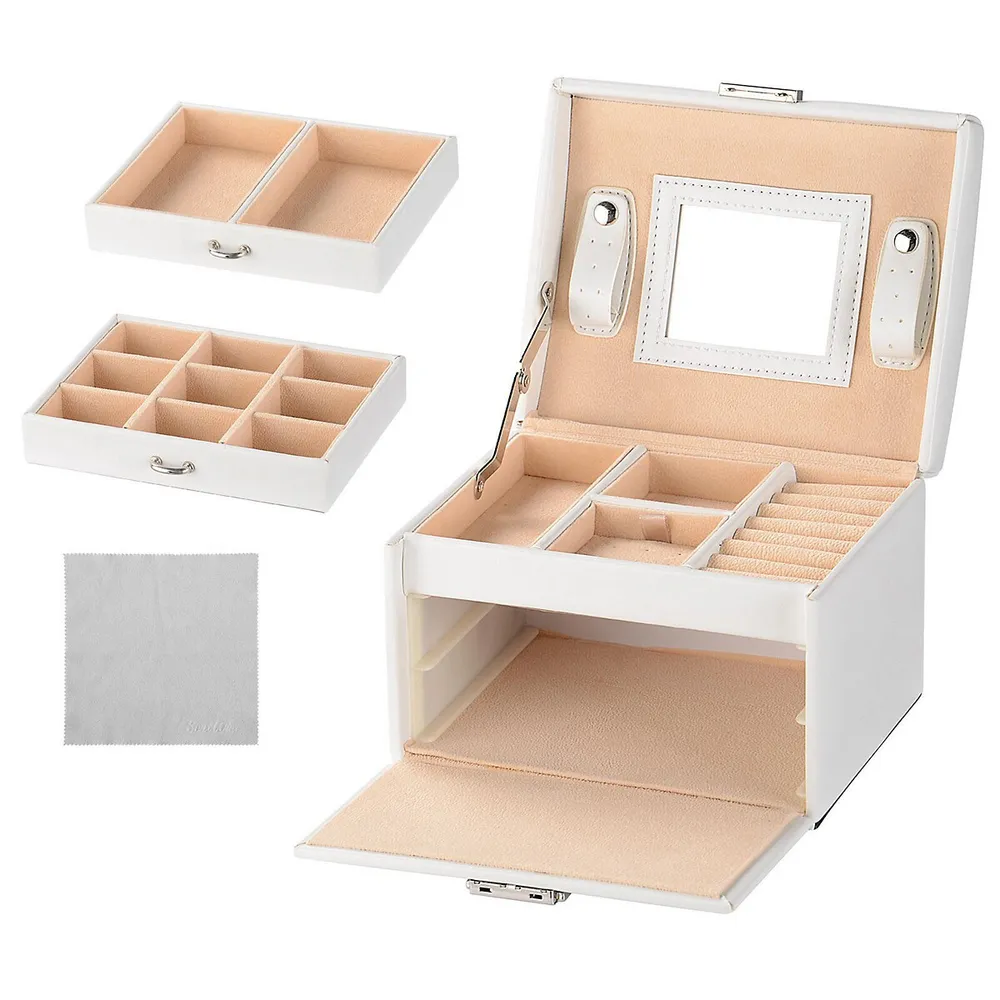 3-Tier Jewelry Box Girls Detachable Adjustable Jewelry Storage Box With Lock