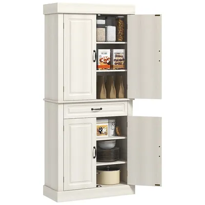71" Kitchen Pantry With With 4 Doors And Drawer
