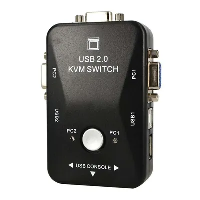 New 2-Port USB 2.0 KVM Switch Mouse/Keyboard/VGA Video Monitor 200MHz 1920x1440