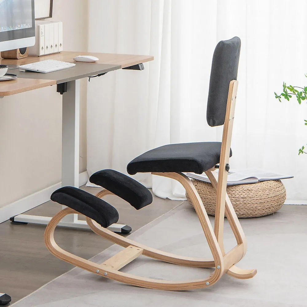Costway Ergonomic Kneeling Chair Upright Posture Velvet Support Chair With  Backrest