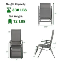 Costway Outdoor Foldable Reclining Chair Aluminum Frame 7-position Adjustable