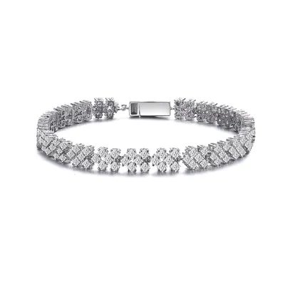 One Of A Kind Classy Three Row White Gold Plated With Clear Cubic Zirconia Tennis Bracelet