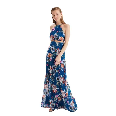Women Glam Maxi A-line Regular Fit Woven Evening Dress