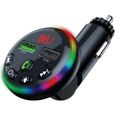 Fm Transmitter For Car With 2 Usb Ports And Rgb Lighting