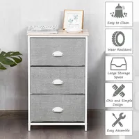 3 Drawer Nightstand Side Table Storage Tower Dresser Chest Home Office Furniture