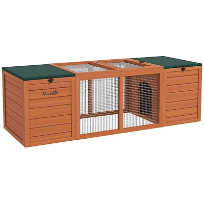 Rabbit Hutch Outdoor Wooden Bunny Cage W/ Openable Tops