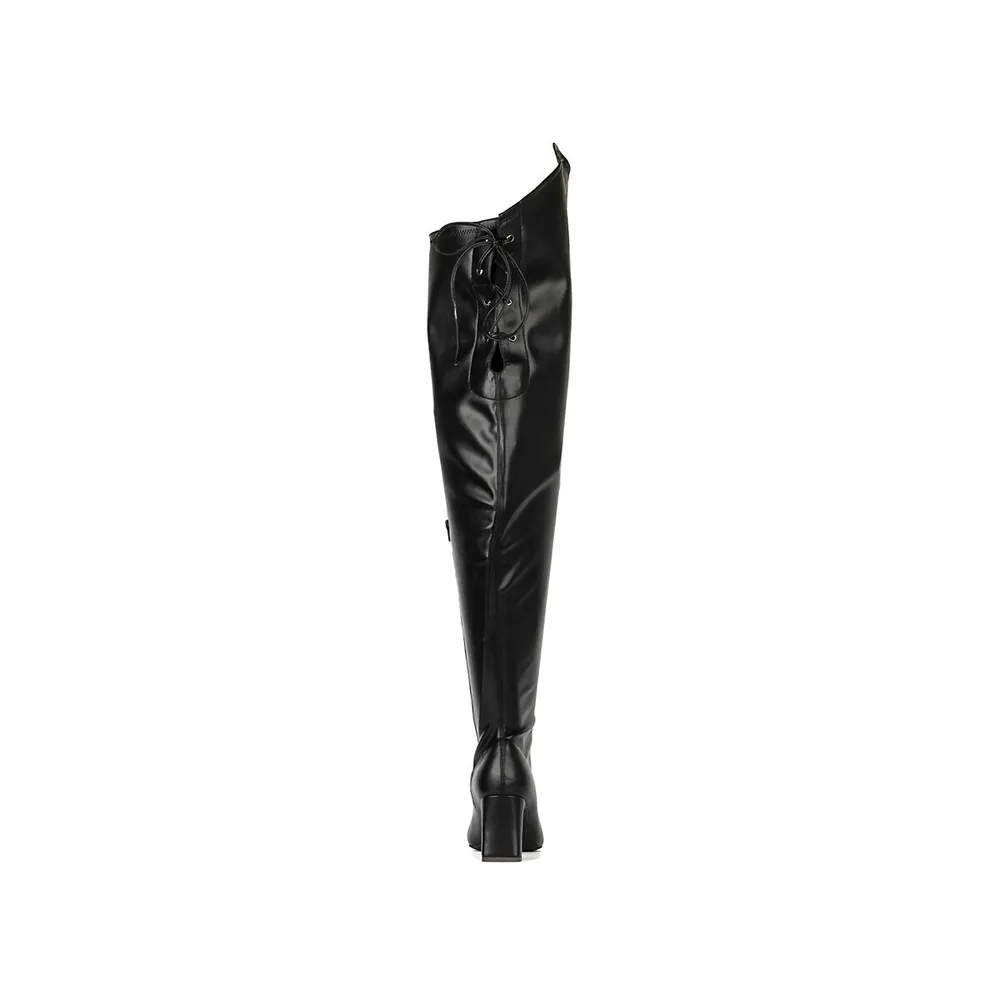 Plus Size Krista Wide Calf Thigh-High Boots with Belt Strap | Fashion to  Figure