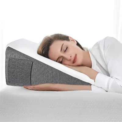Bed Wedge Pillow For Sleeping, 12-inch Soft Memory Foam Elevated Support Triangle Pillow