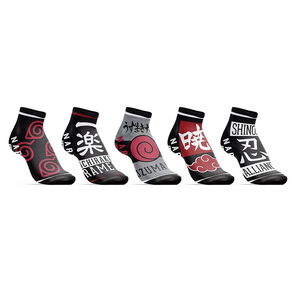 Bioworld Naruto Themed Symbols 5 Pack Womens Juniors Ankle Socks