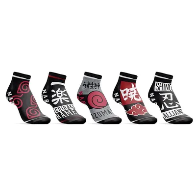 Naruto Themed Symbols 5 Pack Womens Juniors Ankle Socks
