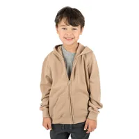 Kids Zip-up Hooded Neutral Solid Color Sweatshirt