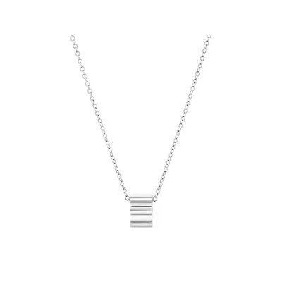 Ribbed Rondel Necklace 10kt White Gold