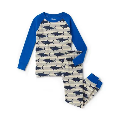 Boys Organic Cotton Raglan Sleeve Printed Pajama Set