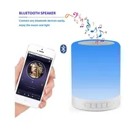 Smart Touch Control Bedside Table Lamp With Colorful Led, Wireless Bluetooth Speaker