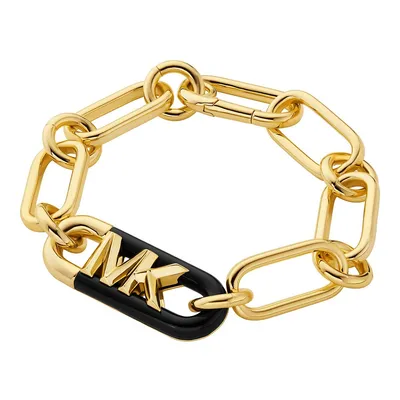 Women's Premium Mk Statement Link 14k Gold-plated Black Empire Link Chain Bracelet