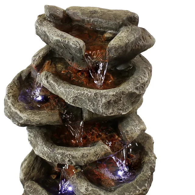 Sunnydaze Decor 6-tier Stone Falls Tabletop Water Fountain With Led Light  15-inch Southcentre Mall