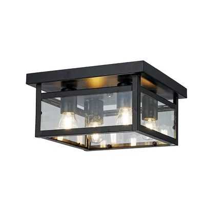 4-light Ceiling Light, 11.8'' Width, From The Panama Collection, Black