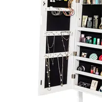 Melanie Floor Standing Adjustable Jewelry Cabinet Mirror (White)