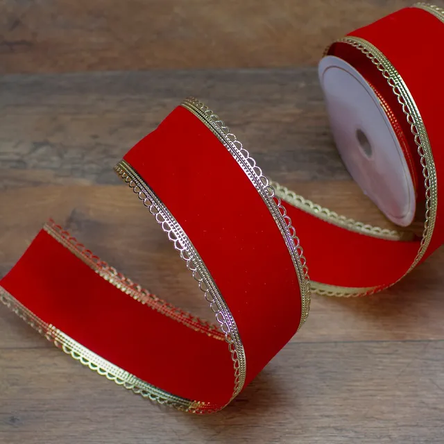 Red and White Plaid Wired Craft Christmas Ribbon 2.5 x 10 Yards