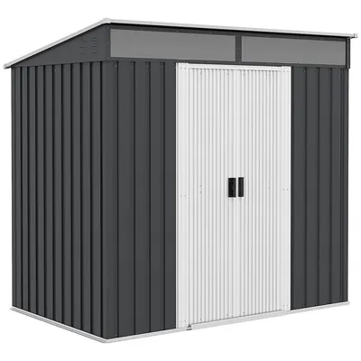 6.5'x4' Lockable Outdoor Storage Shed With Foundation