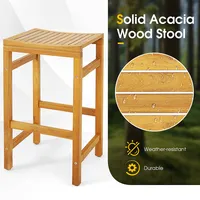 Pcs Acacia Wood Bar Table Set 45" Rectangular Dining Table & Saddle Stools