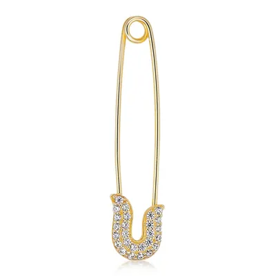 10kt Safety Pin With Cz Pendant