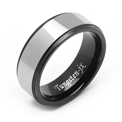 Men's 2 Tone Tungsten Ring With Mirror Finish