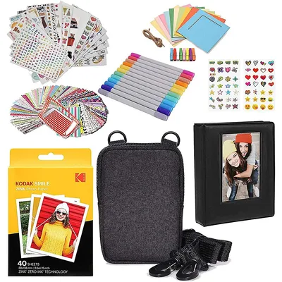 3x4 Inches Premium Zink Photo Paper (40 Pack) Accessory Kit With Photo Album, Case, Stickers, Markers