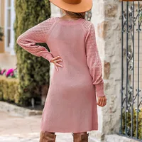 Women's Blush Pink Textured Mini Sweater Dress