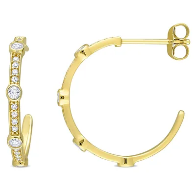 2/5 Ct Tw Diamond Open Hoop Earrings In 10k Yellow Gold