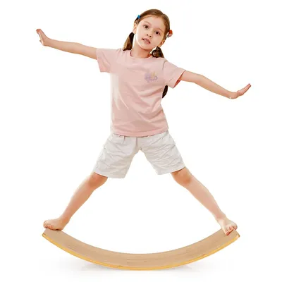 Babyjoy Wooden Wobble Balance Board 35.5" Rocker Yoga Curvy Board Toy Kids Adult