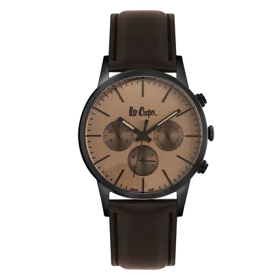Men's Lc06886.672 Chronograph Black Watch With A Brown Leather Strap And A Brown Dial