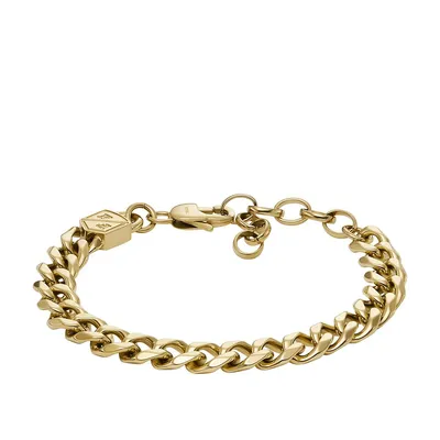 Unisex Bold Chains Gold-tone Stainless Steel Chain Bracelet