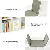 6 Cubby Kid Storage Cabinet Bookcase Multi-purpose Shelf Cushioned Reading Nook