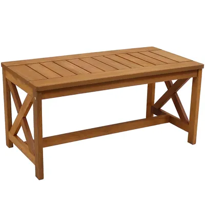 Meranti Wood Outdoor Patio Coffee Table With Teak Oil Finish - 35-inch