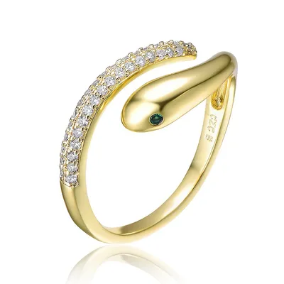 14k Yellow Gold Plated Cubic Zirconia Bypass Ring
