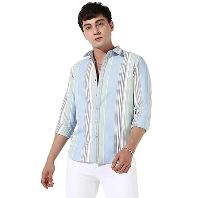 Striped Cotton Button Up Shirt