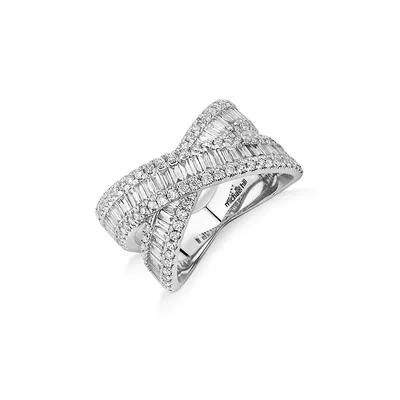 1.50 Carat Tw Diamond Crossover Ring In 14kt White Gold