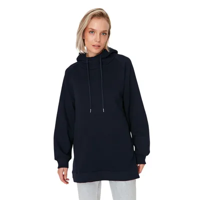 Woman Basics Oversize Basic Hood Knit Sweatshirt