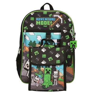 Minecraft Adventure Mode Characters 5 Piece Kids 16" Backpack Set